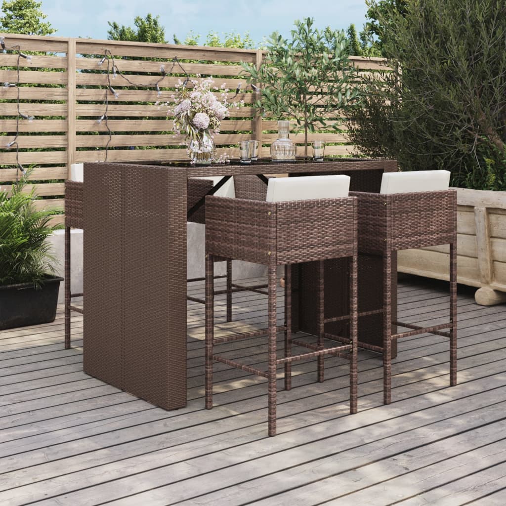 5-delige Tuinbarset met kussens poly rattan bruin is nu te koop bij PeponiXL, paradijselijk wonen!
