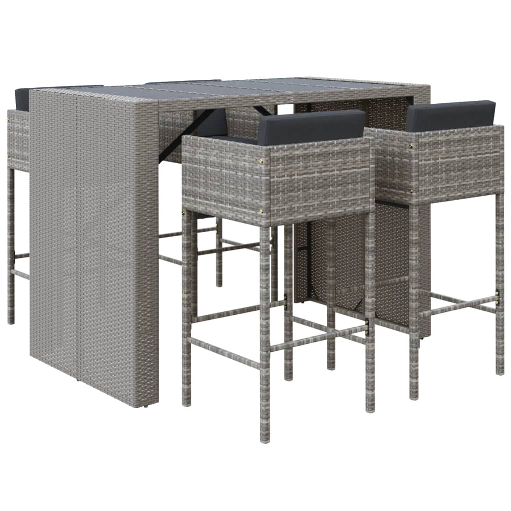 5-delige Tuinbarset met kussens poly rattan grijs is nu te koop bij PeponiXL, paradijselijk wonen!