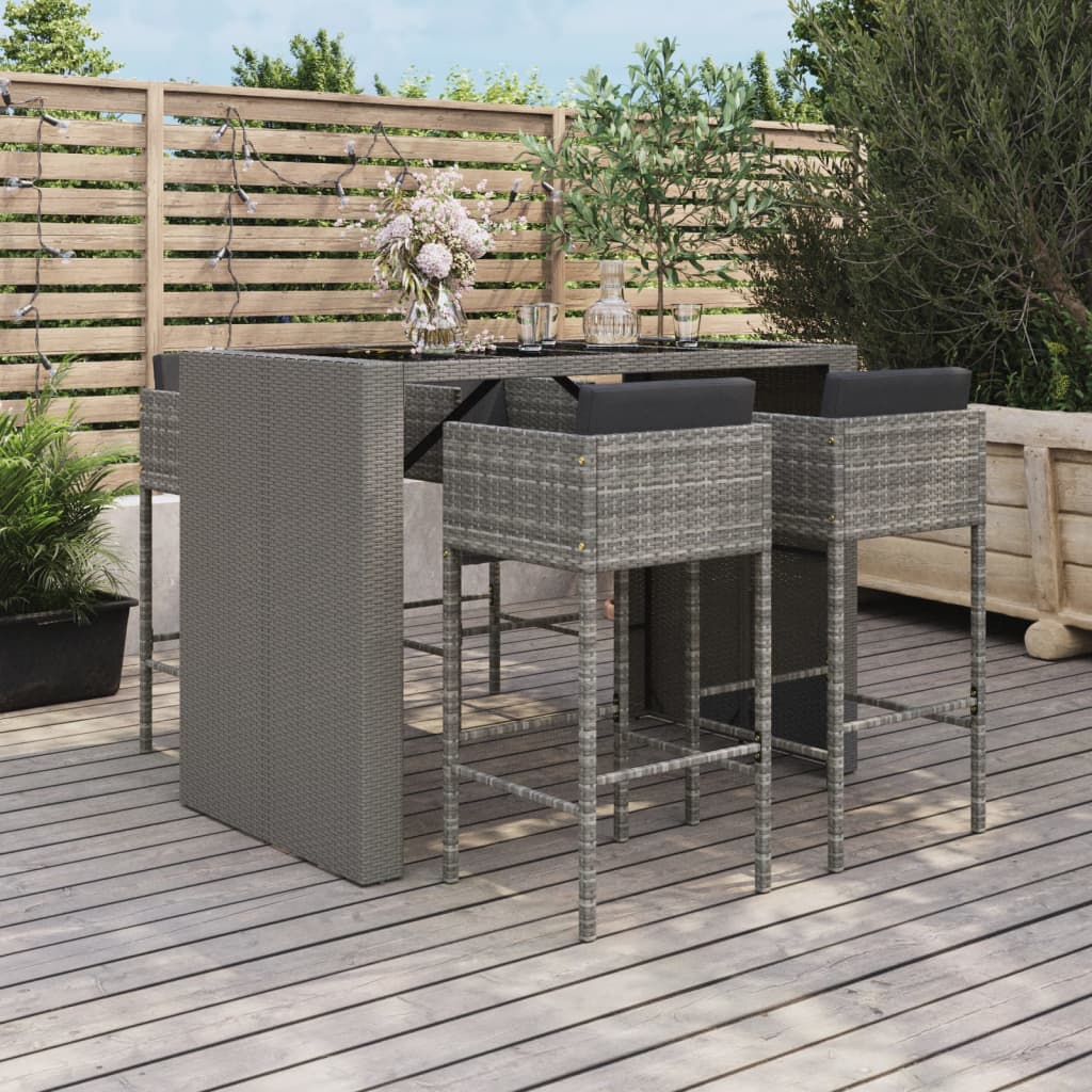 5-delige Tuinbarset met kussens poly rattan grijs is nu te koop bij PeponiXL, paradijselijk wonen!