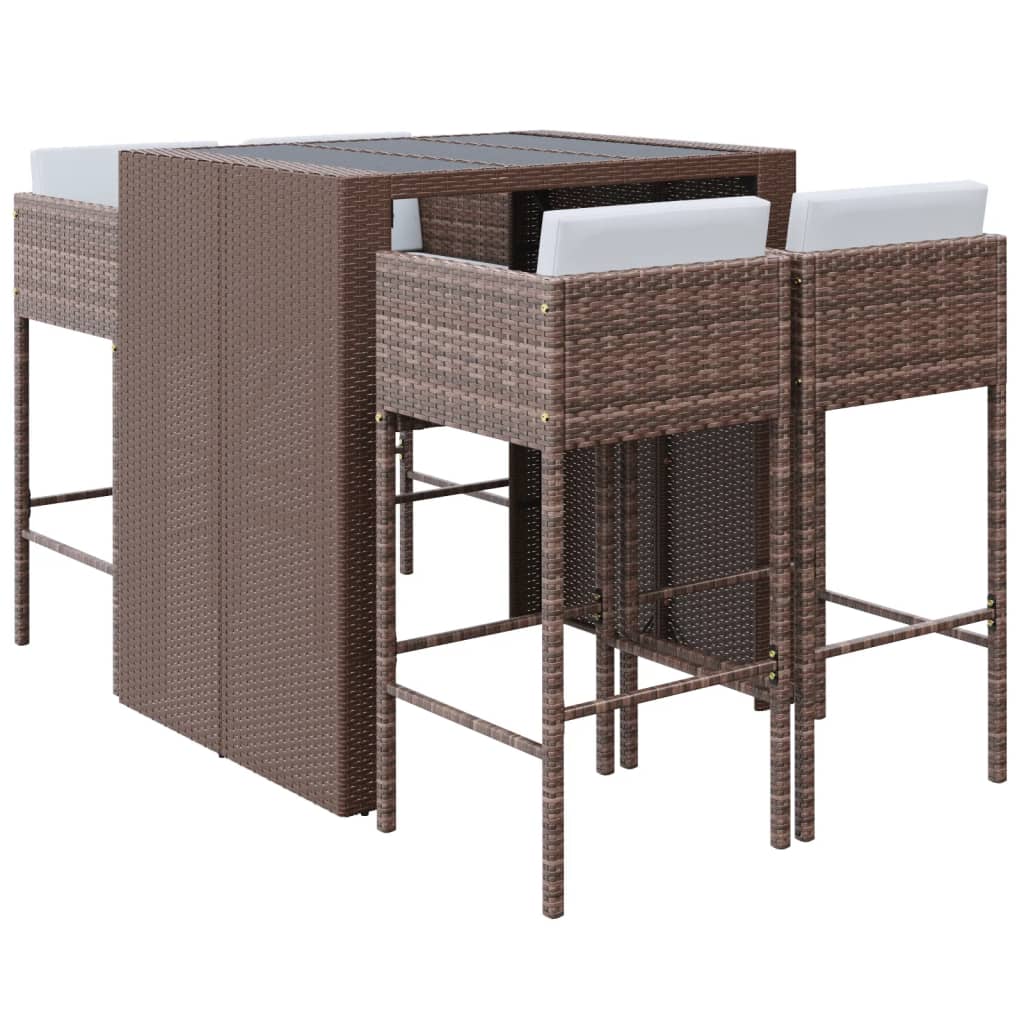 5-delige Tuinbarset met kussens poly rattan bruin is nu te koop bij PeponiXL, paradijselijk wonen!