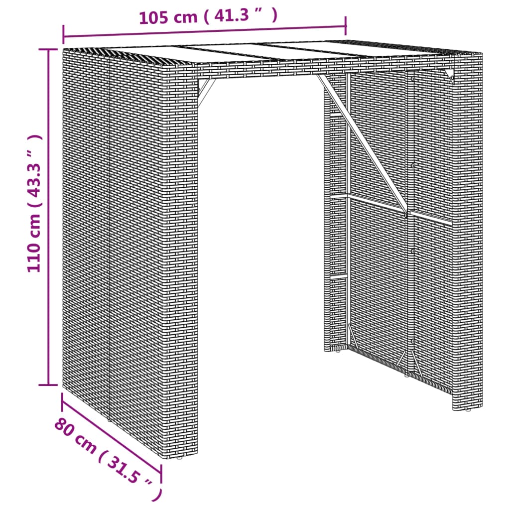 5-delige Tuinbarset met kussens poly rattan bruin is nu te koop bij PeponiXL, paradijselijk wonen!