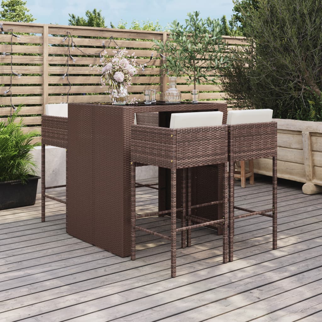 5-delige Tuinbarset met kussens poly rattan bruin is nu te koop bij PeponiXL, paradijselijk wonen!