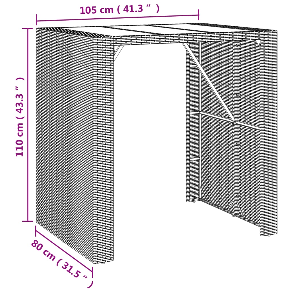 5-delige Tuinbarset met kussens poly rattan zwart