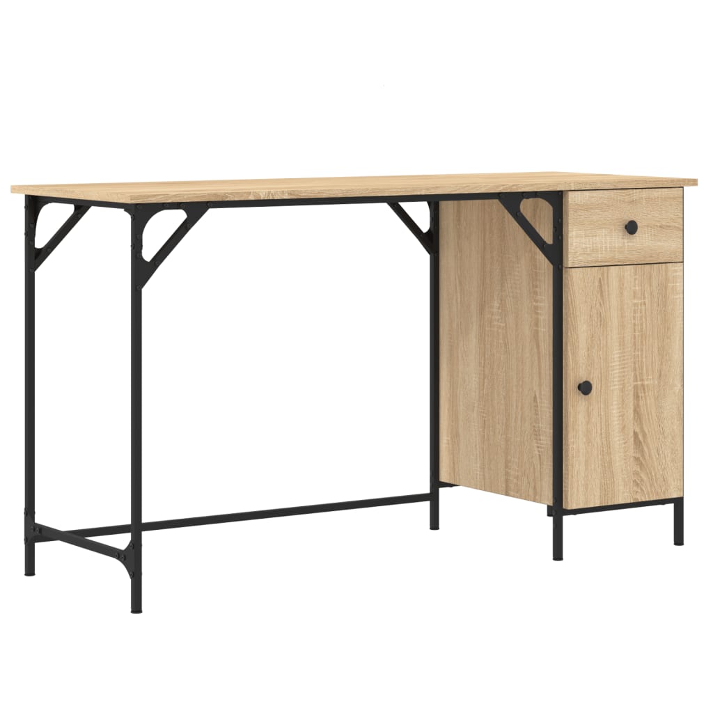 Bureau 131x48x75 cm bewerkt hout sonoma eikenkleurig is nu te koop bij PeponiXL, paradijselijk wonen!