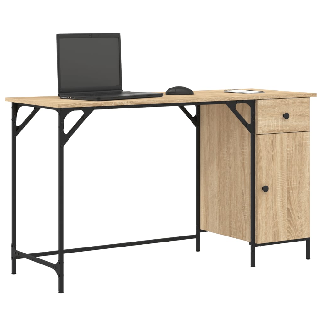 Bureau 131x48x75 cm bewerkt hout sonoma eikenkleurig is nu te koop bij PeponiXL, paradijselijk wonen!