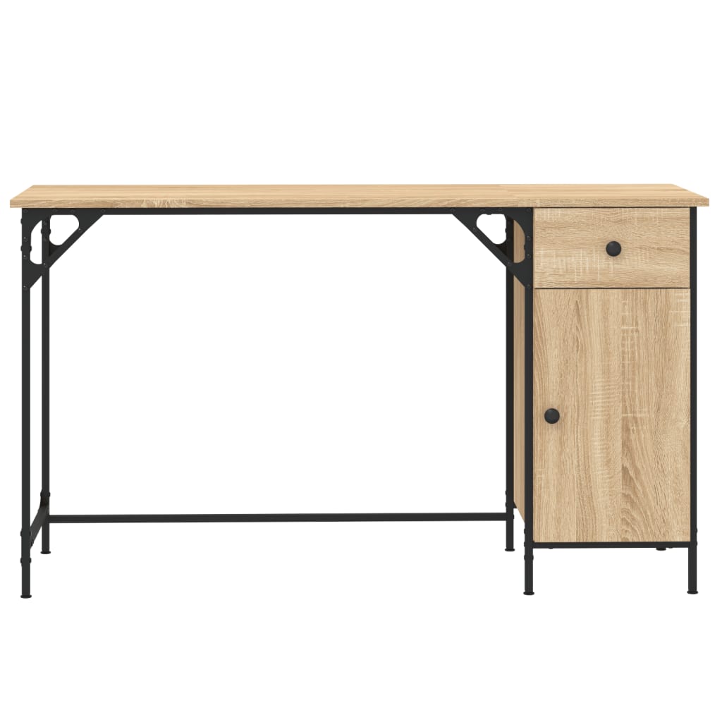 Bureau 131x48x75 cm bewerkt hout sonoma eikenkleurig is nu te koop bij PeponiXL, paradijselijk wonen!