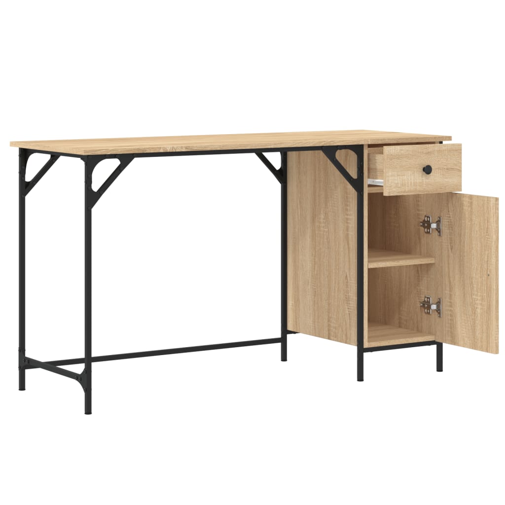 Bureau 131x48x75 cm bewerkt hout sonoma eikenkleurig is nu te koop bij PeponiXL, paradijselijk wonen!