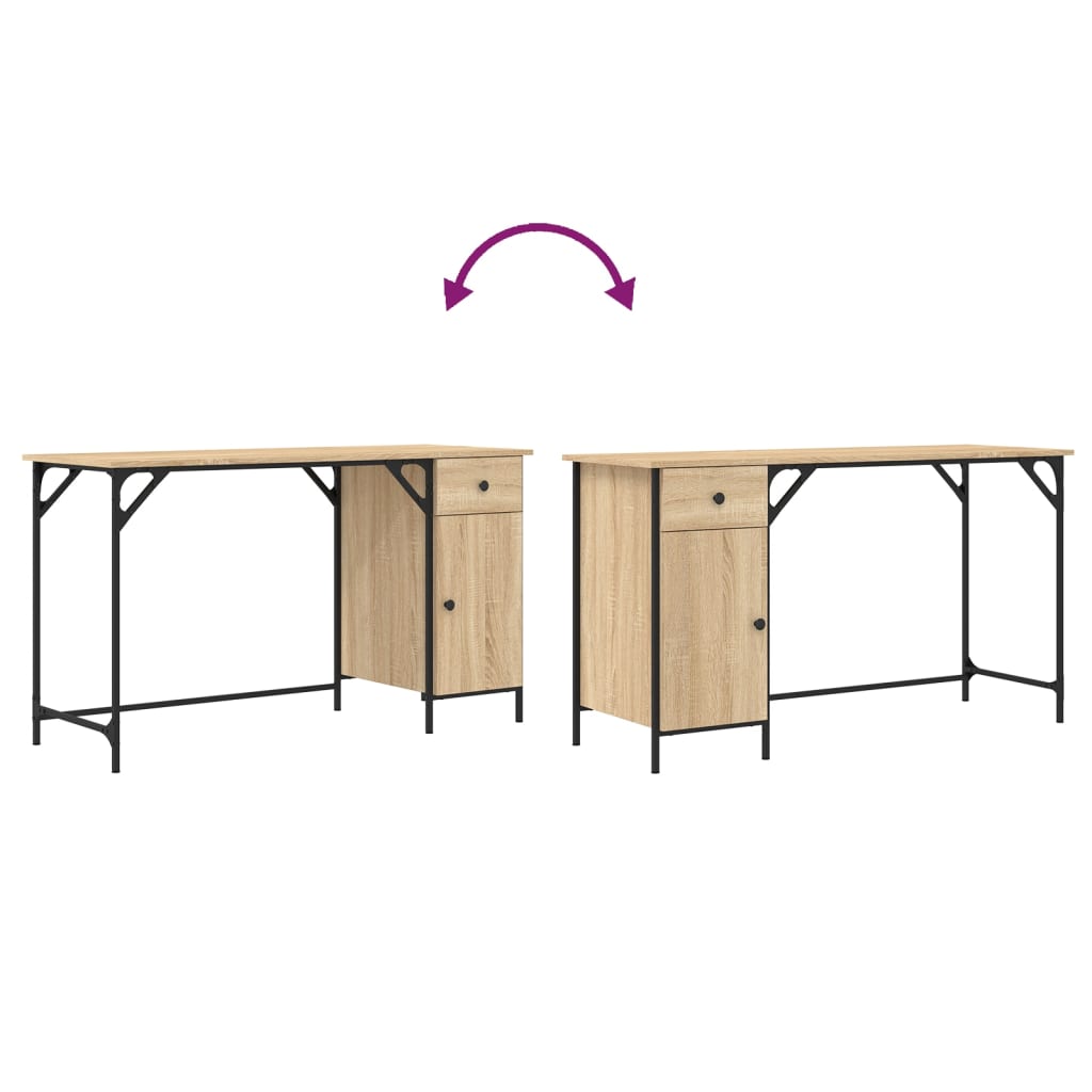 Bureau 131x48x75 cm bewerkt hout sonoma eikenkleurig is nu te koop bij PeponiXL, paradijselijk wonen!