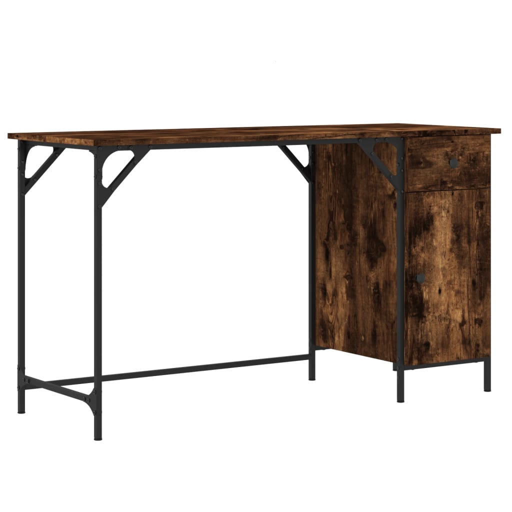 Bureau 131x48x75 cm bewerkt hout gerookt eikenkleurig is nu te koop bij PeponiXL, paradijselijk wonen!