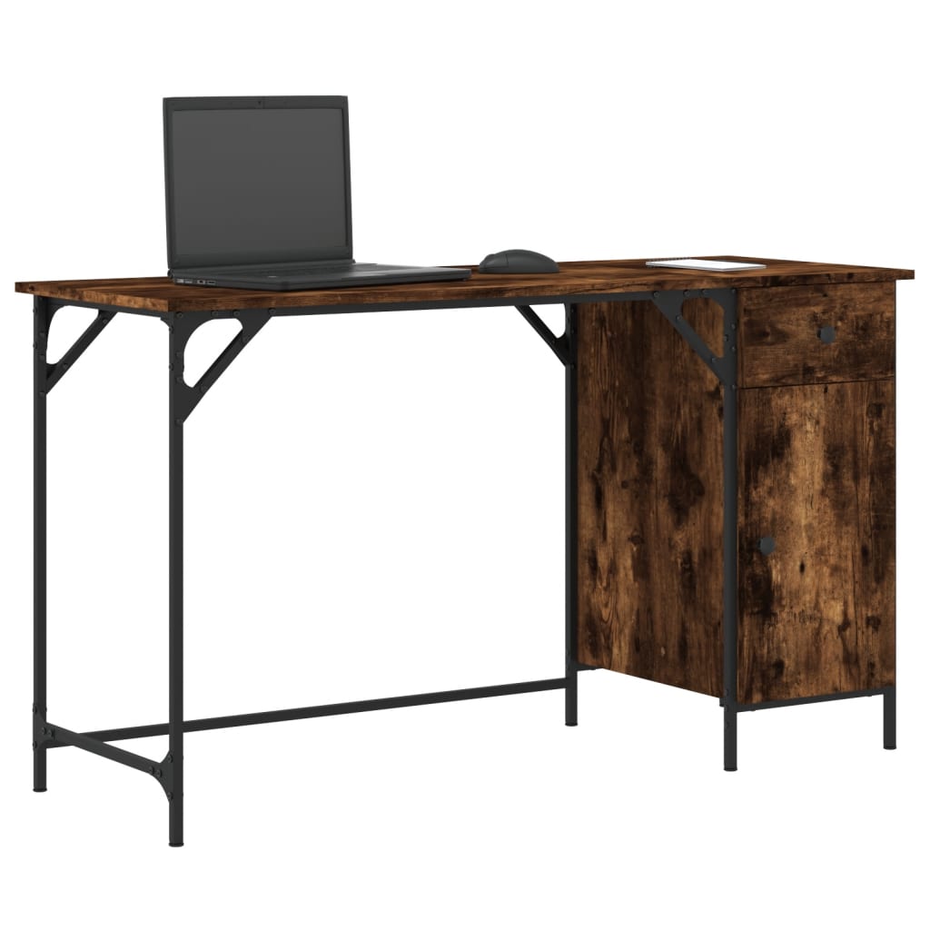 Bureau 131x48x75 cm bewerkt hout gerookt eikenkleurig is nu te koop bij PeponiXL, paradijselijk wonen!