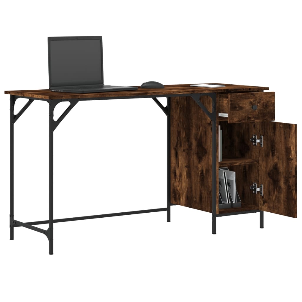 Bureau 131x48x75 cm bewerkt hout gerookt eikenkleurig is nu te koop bij PeponiXL, paradijselijk wonen!