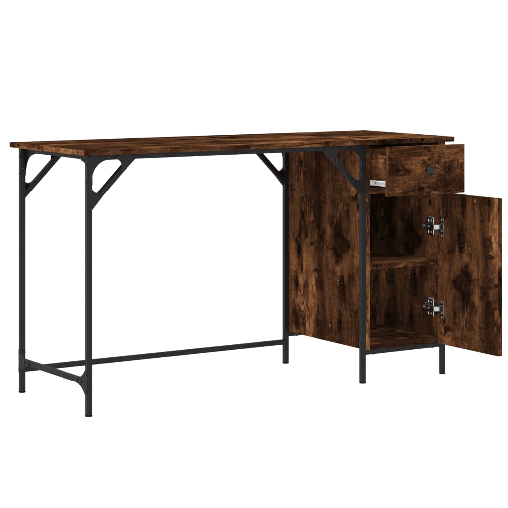 Bureau 131x48x75 cm bewerkt hout gerookt eikenkleurig is nu te koop bij PeponiXL, paradijselijk wonen!