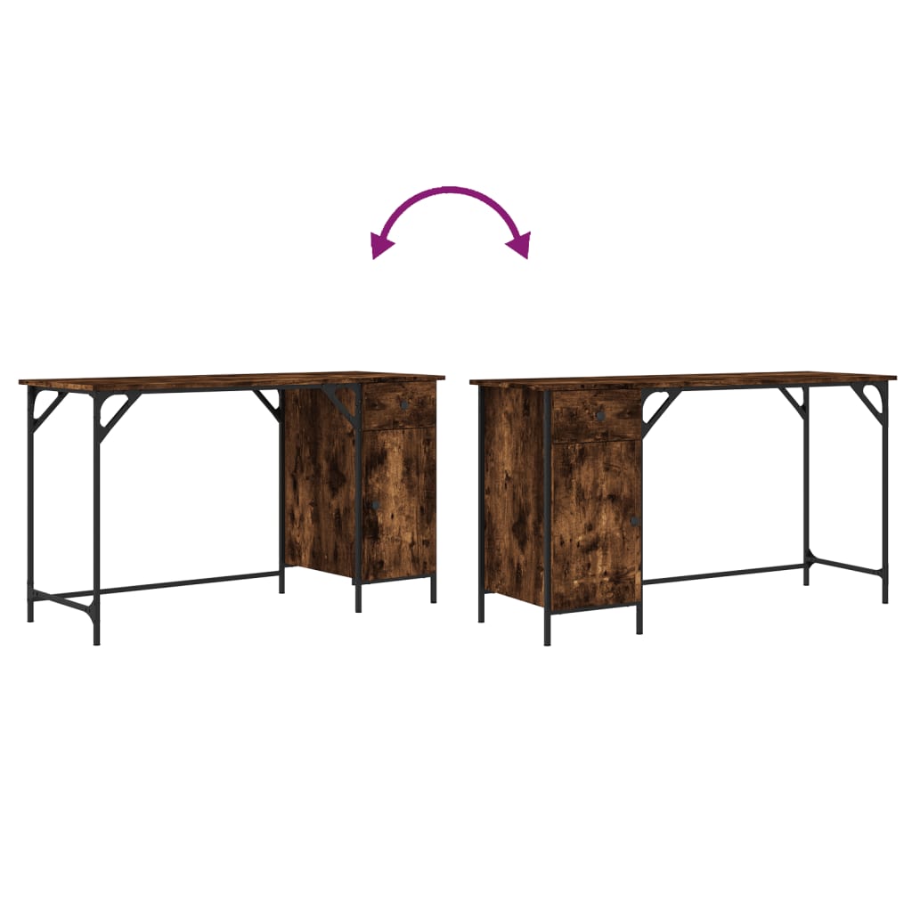 Bureau 131x48x75 cm bewerkt hout gerookt eikenkleurig is nu te koop bij PeponiXL, paradijselijk wonen!