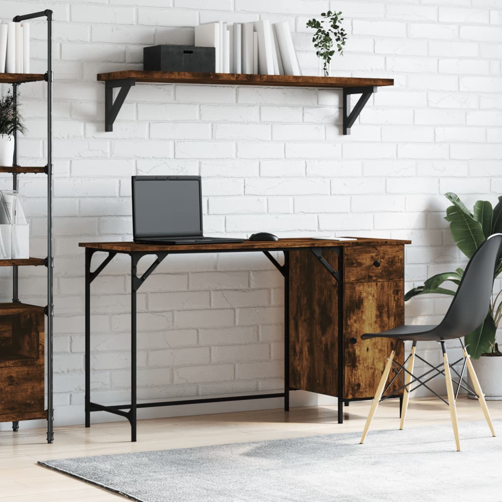 Bureau 131x48x75 cm bewerkt hout gerookt eikenkleurig is nu te koop bij PeponiXL, paradijselijk wonen!