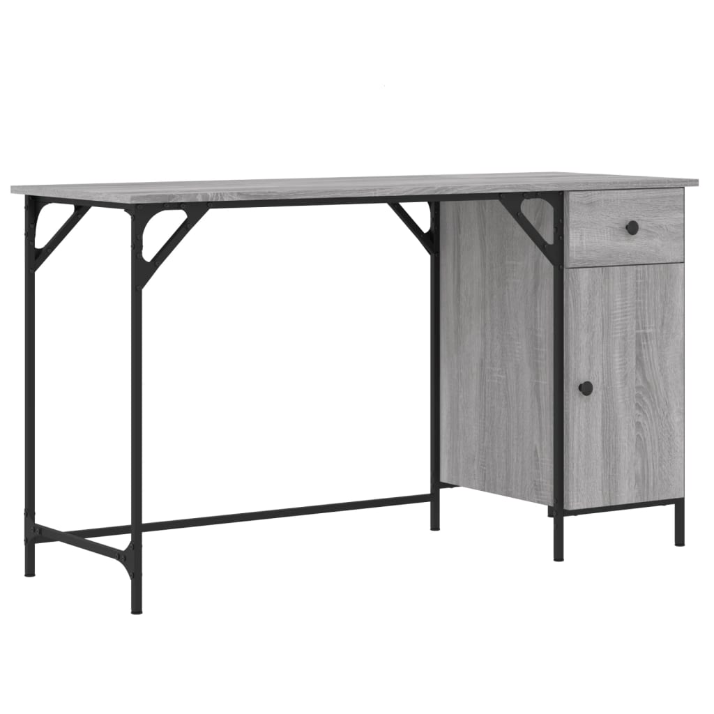 Bureau 131x48x75 cm bewerkt hout grijs sonoma eikenkleurig is nu te koop bij PeponiXL, paradijselijk wonen!