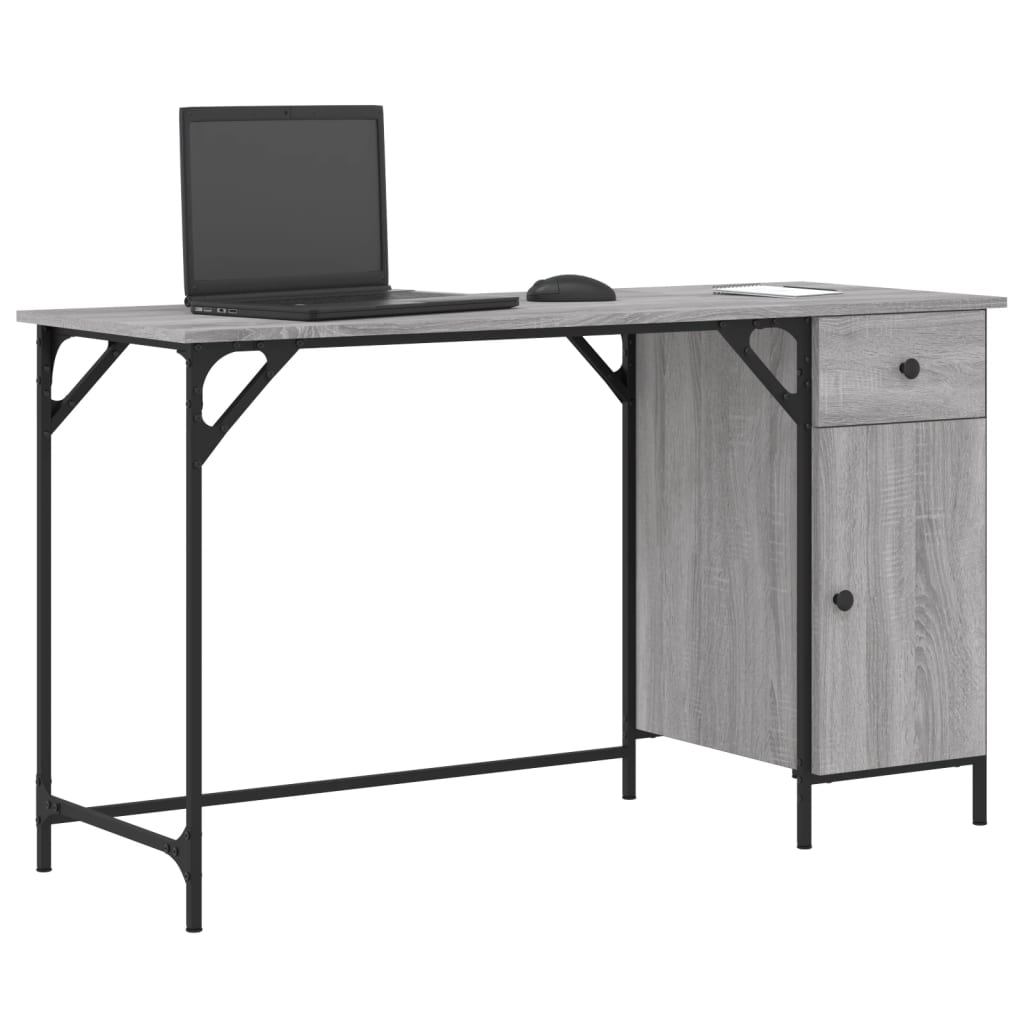 Bureau 131x48x75 cm bewerkt hout grijs sonoma eikenkleurig is nu te koop bij PeponiXL, paradijselijk wonen!