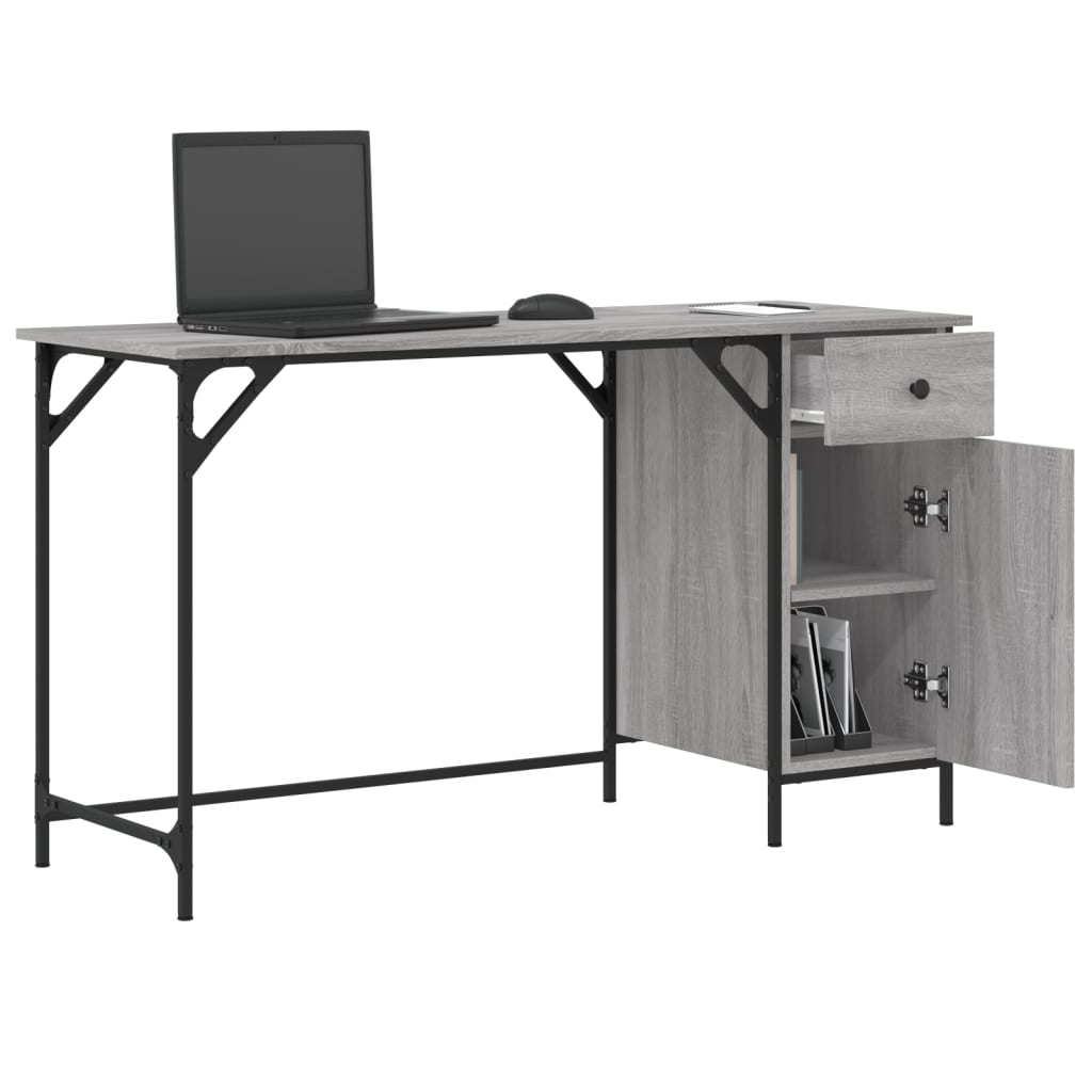 Bureau 131x48x75 cm bewerkt hout grijs sonoma eikenkleurig is nu te koop bij PeponiXL, paradijselijk wonen!