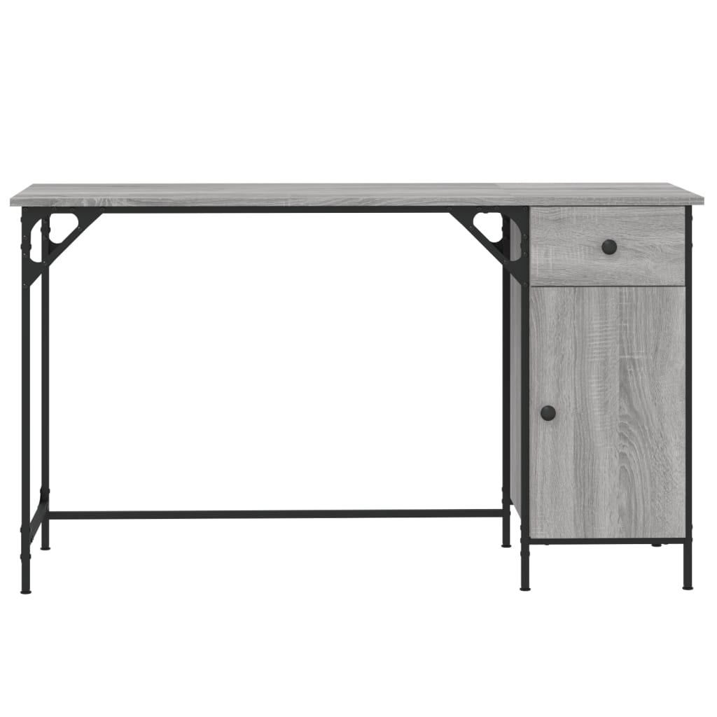 Bureau 131x48x75 cm bewerkt hout grijs sonoma eikenkleurig is nu te koop bij PeponiXL, paradijselijk wonen!