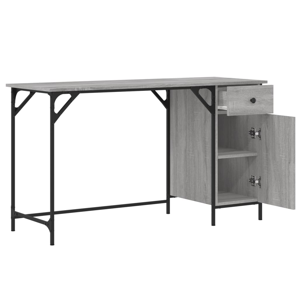 Bureau 131x48x75 cm bewerkt hout grijs sonoma eikenkleurig is nu te koop bij PeponiXL, paradijselijk wonen!