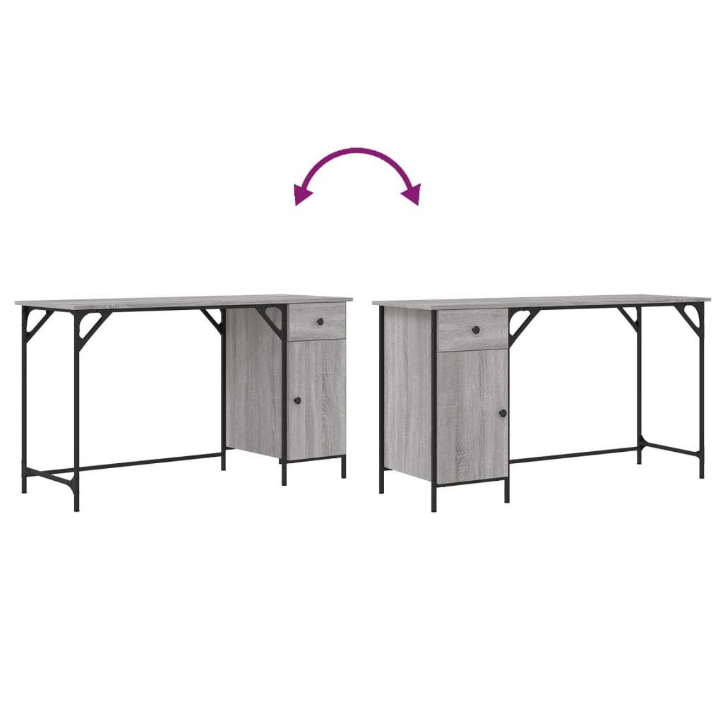 Bureau 131x48x75 cm bewerkt hout grijs sonoma eikenkleurig is nu te koop bij PeponiXL, paradijselijk wonen!