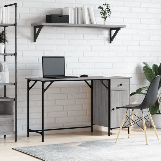 Bureau 131x48x75 cm bewerkt hout grijs sonoma eikenkleurig is nu te koop bij PeponiXL, paradijselijk wonen!