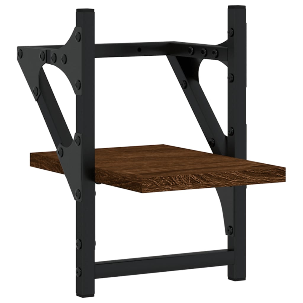 Wandschappen met stangen 2 st 20x25x30 cm bruin eikenkleur is nu te koop bij PeponiXL, paradijselijk wonen!