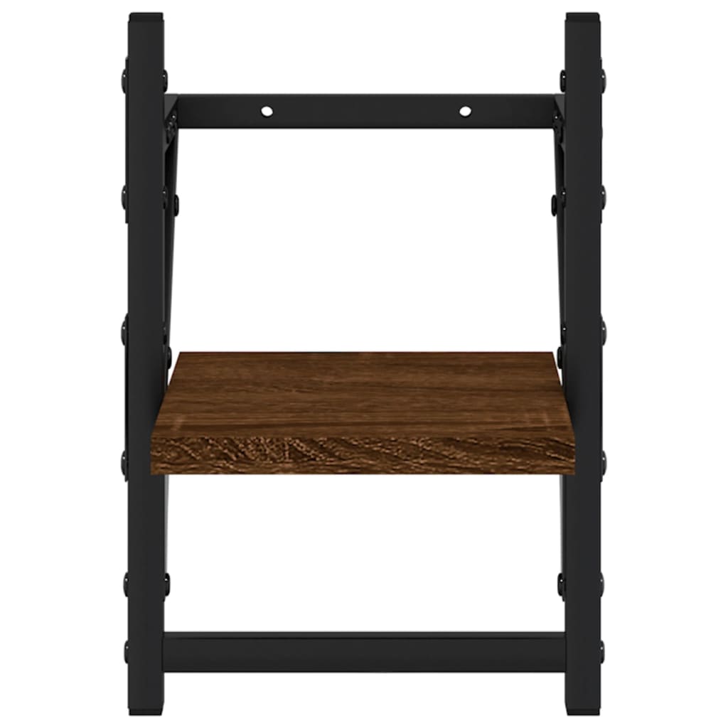Wandschappen met stangen 2 st 20x25x30 cm bruin eikenkleur is nu te koop bij PeponiXL, paradijselijk wonen!