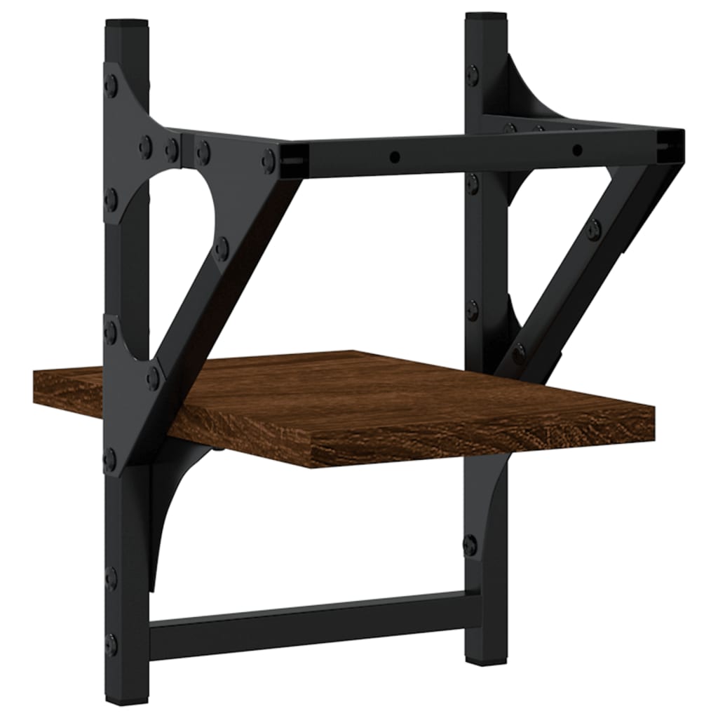 Wandschappen met stangen 2 st 20x25x30 cm bruin eikenkleur is nu te koop bij PeponiXL, paradijselijk wonen!