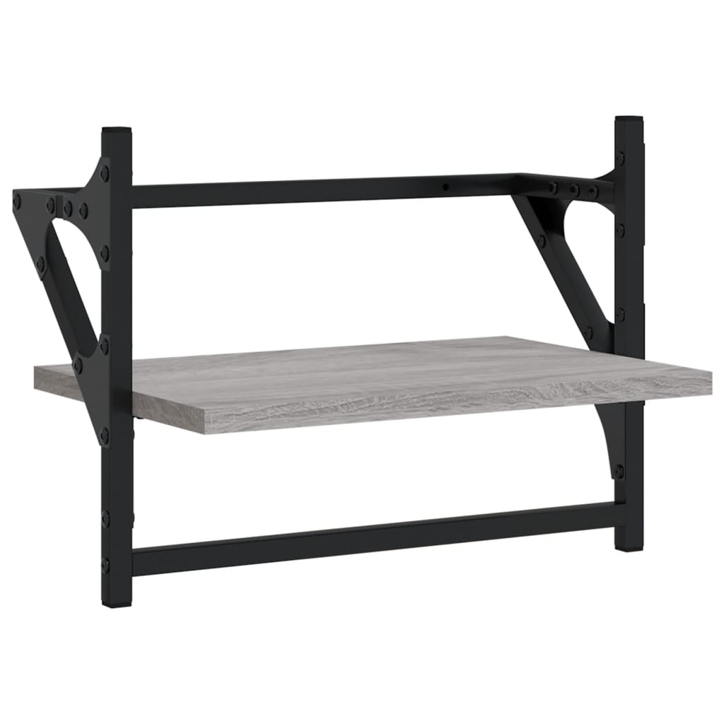 Wandschappen met stangen 2 st 40x25x30 cm grijs sonoma eiken is nu te koop bij PeponiXL, paradijselijk wonen!