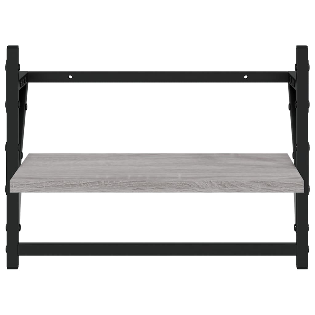 Wandschappen met stangen 2 st 40x25x30 cm grijs sonoma eiken is nu te koop bij PeponiXL, paradijselijk wonen!