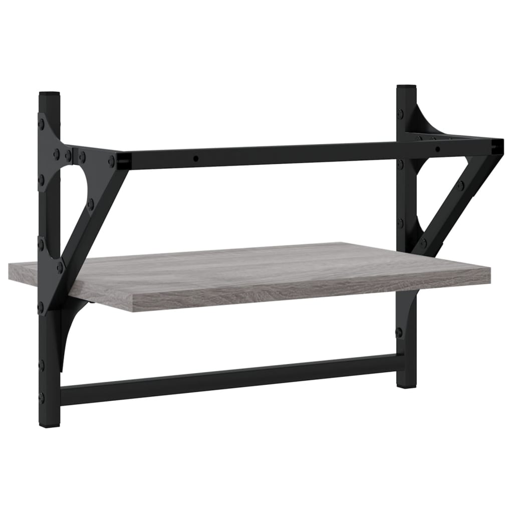 Wandschappen met stangen 2 st 40x25x30 cm grijs sonoma eiken is nu te koop bij PeponiXL, paradijselijk wonen!