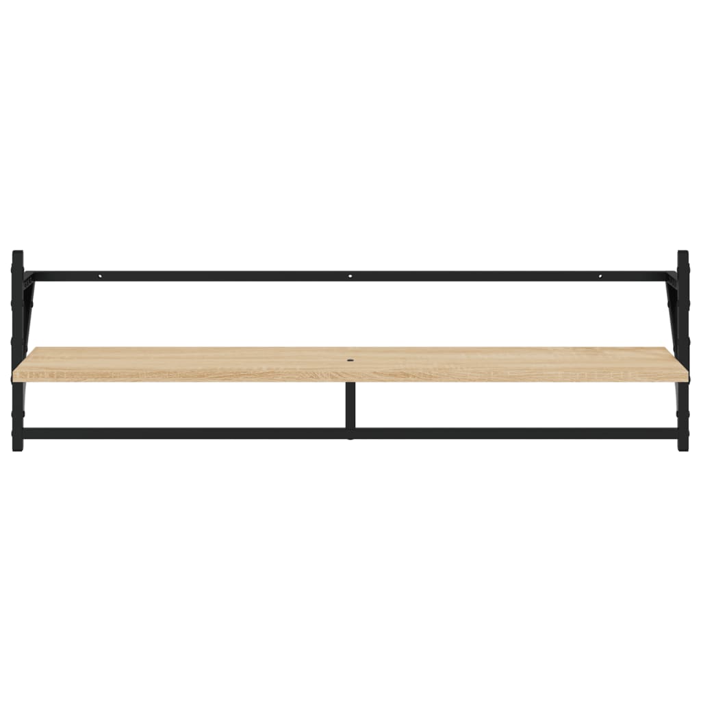 6-delige Wandschappenset met stangen bewerkt hout sonoma eiken is nu te koop bij PeponiXL, paradijselijk wonen!