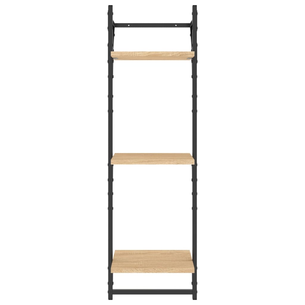 6-delige Wandschappenset met stangen bewerkt hout sonoma eiken is nu te koop bij PeponiXL, paradijselijk wonen!