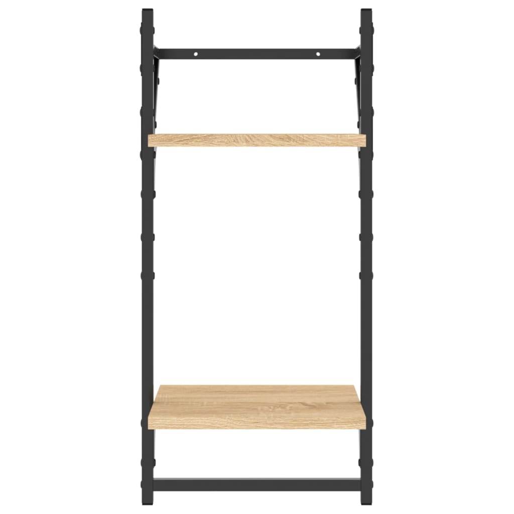 6-delige Wandschappenset met stangen bewerkt hout sonoma eiken is nu te koop bij PeponiXL, paradijselijk wonen!