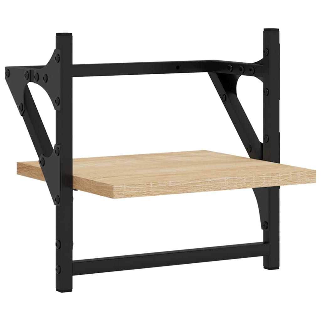 6-delige Wandschappenset met stangen bewerkt hout sonoma eiken is nu te koop bij PeponiXL, paradijselijk wonen!