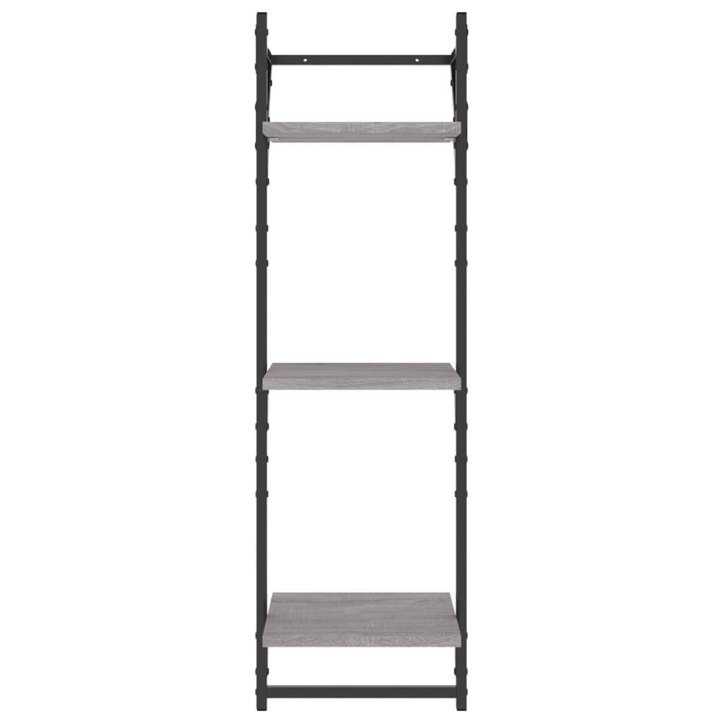 6-delige Wandschappenset met stangen bewerkt hout grijs sonoma is nu te koop bij PeponiXL, paradijselijk wonen!