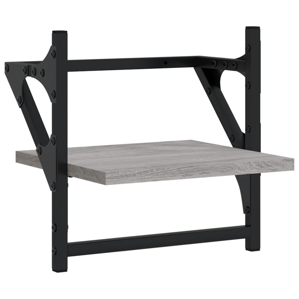 6-delige Wandschappenset met stangen bewerkt hout grijs sonoma is nu te koop bij PeponiXL, paradijselijk wonen!
