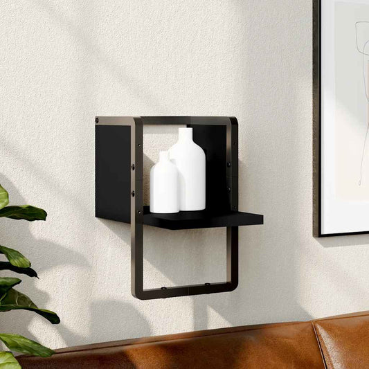 Wandschap met stang 20x25x30 cm zwart is nu te koop bij PeponiXL, paradijselijk wonen!