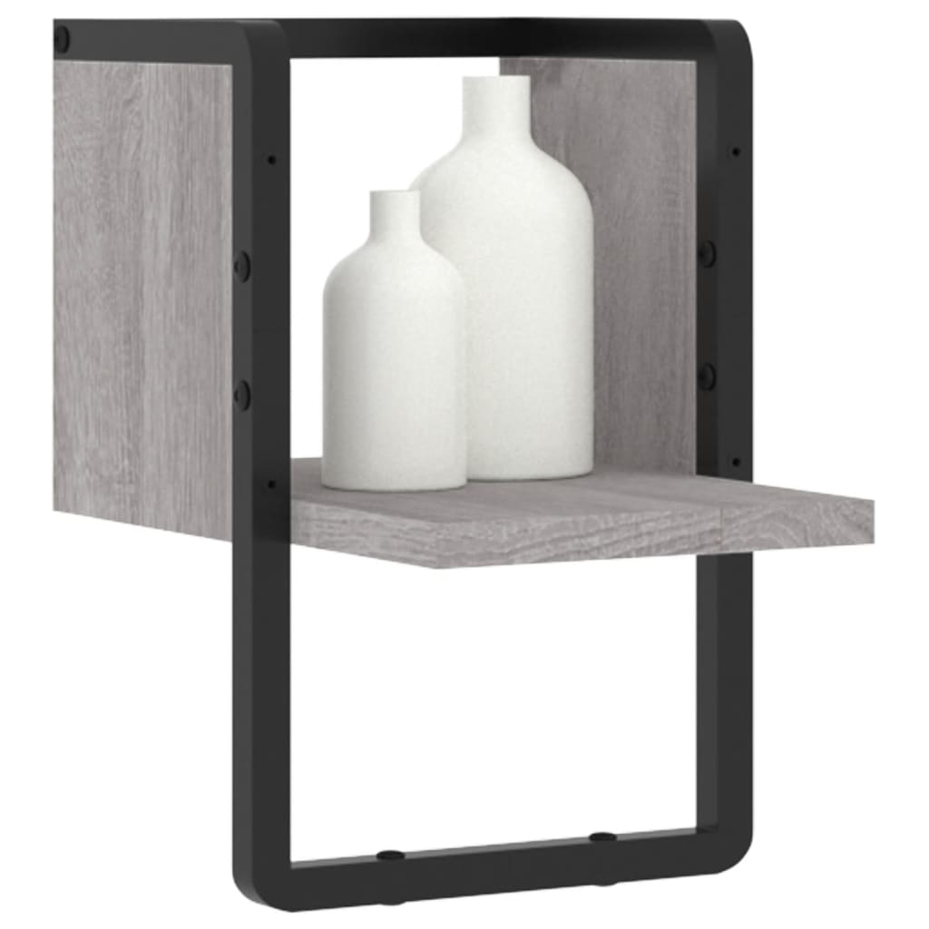 Wandschap met stang 20x25x30 cm grijs sonoma eikenkleurig is nu te koop bij PeponiXL, paradijselijk wonen!