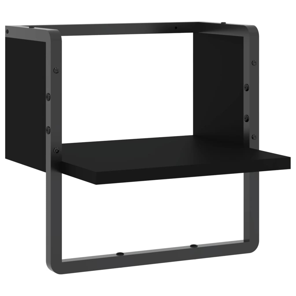 Wandschap met stang 30x25x30 cm zwart is nu te koop bij PeponiXL, paradijselijk wonen!