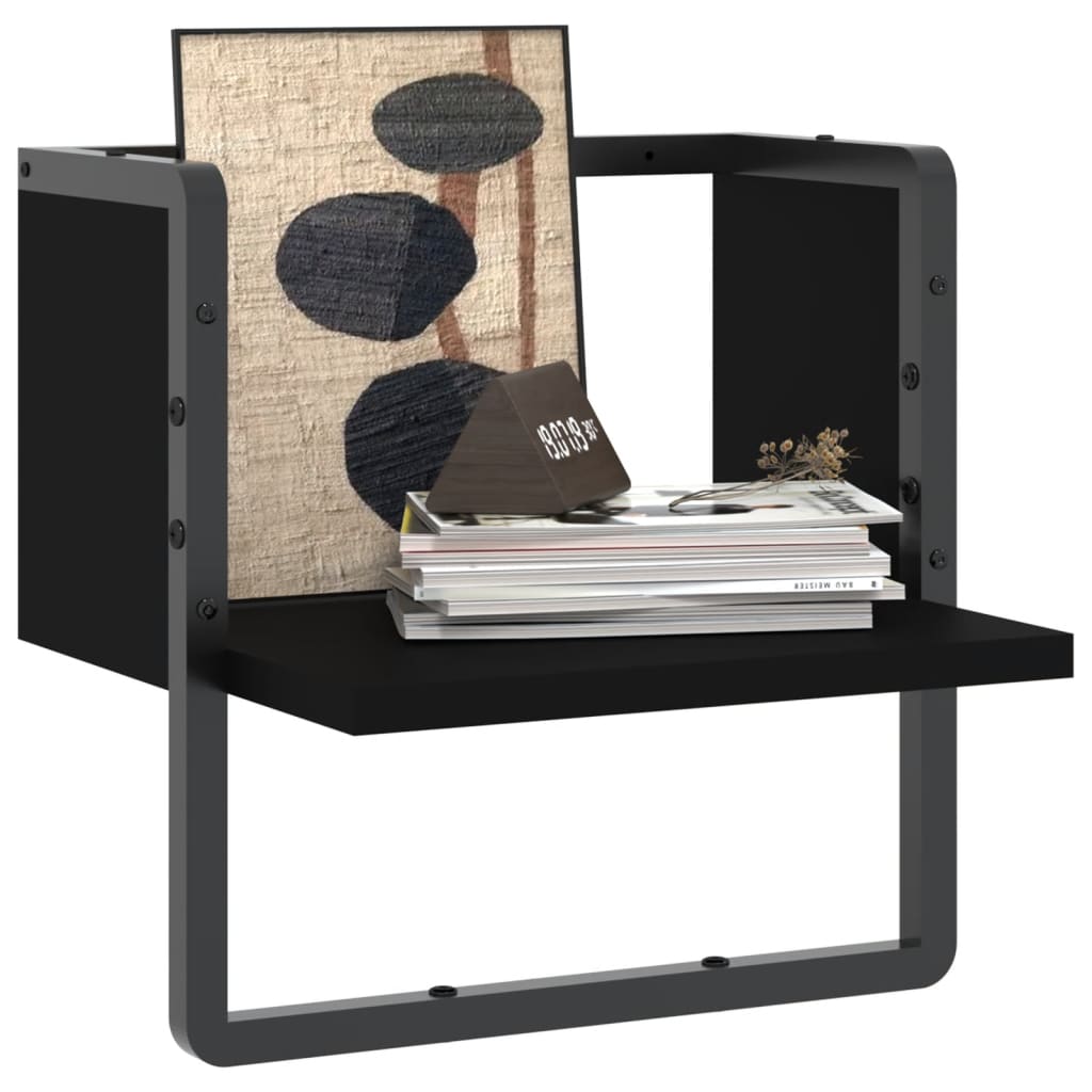 Wandschap met stang 30x25x30 cm zwart is nu te koop bij PeponiXL, paradijselijk wonen!