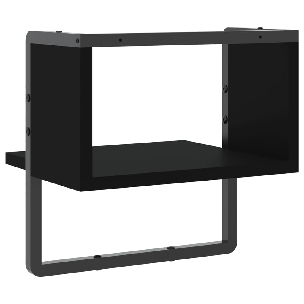 Wandschap met stang 30x25x30 cm zwart is nu te koop bij PeponiXL, paradijselijk wonen!