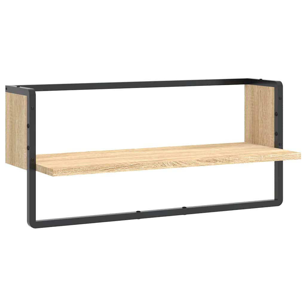 Wandschap met stang 65x25x30 cm sonoma eikenkleurig is nu te koop bij PeponiXL, paradijselijk wonen!