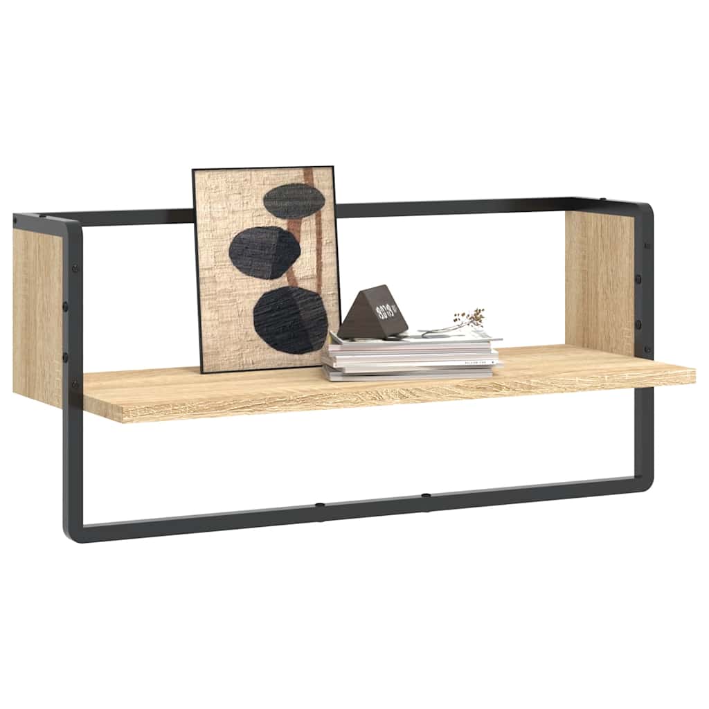 Wandschap met stang 65x25x30 cm sonoma eikenkleurig is nu te koop bij PeponiXL, paradijselijk wonen!