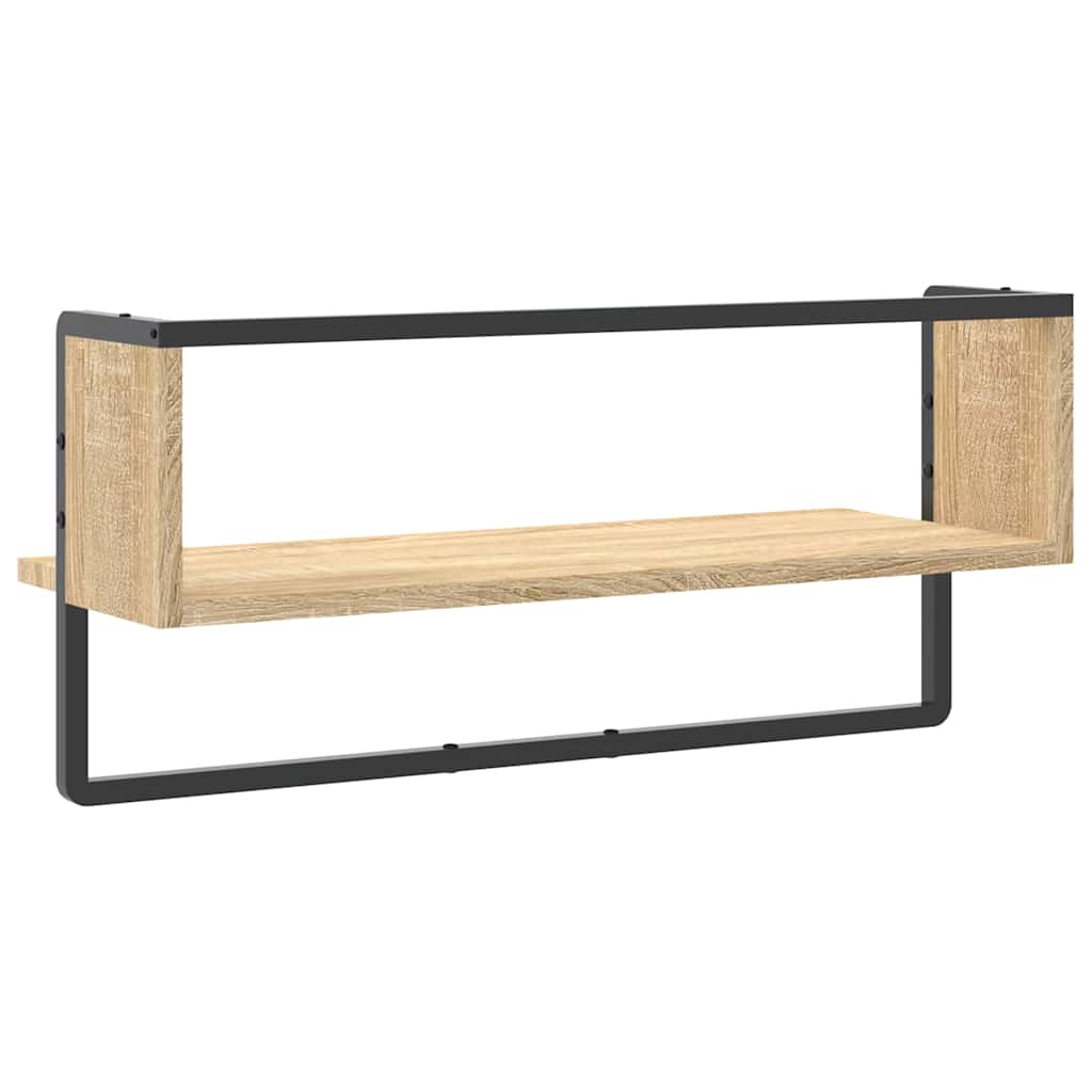Wandschap met stang 65x25x30 cm sonoma eikenkleurig is nu te koop bij PeponiXL, paradijselijk wonen!