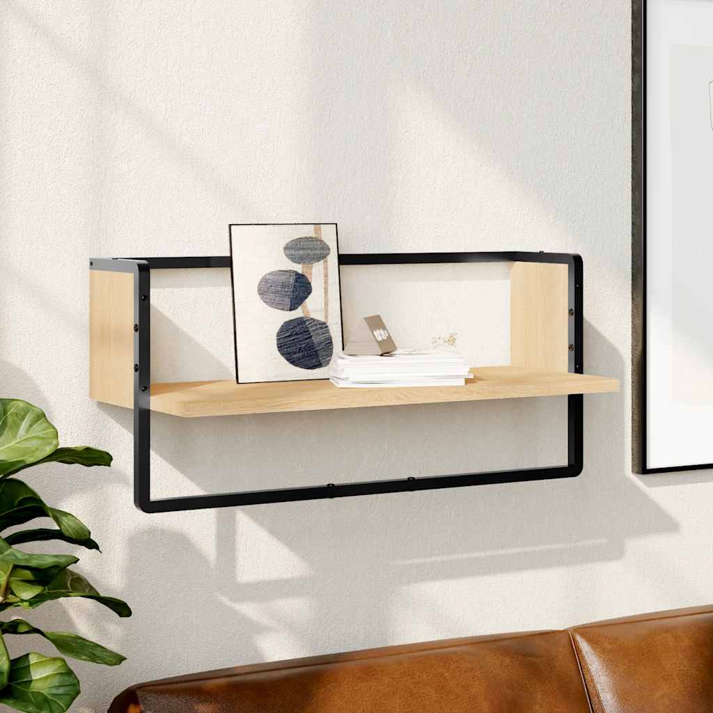 Wandschap met stang 65x25x30 cm sonoma eikenkleurig is nu te koop bij PeponiXL, paradijselijk wonen!