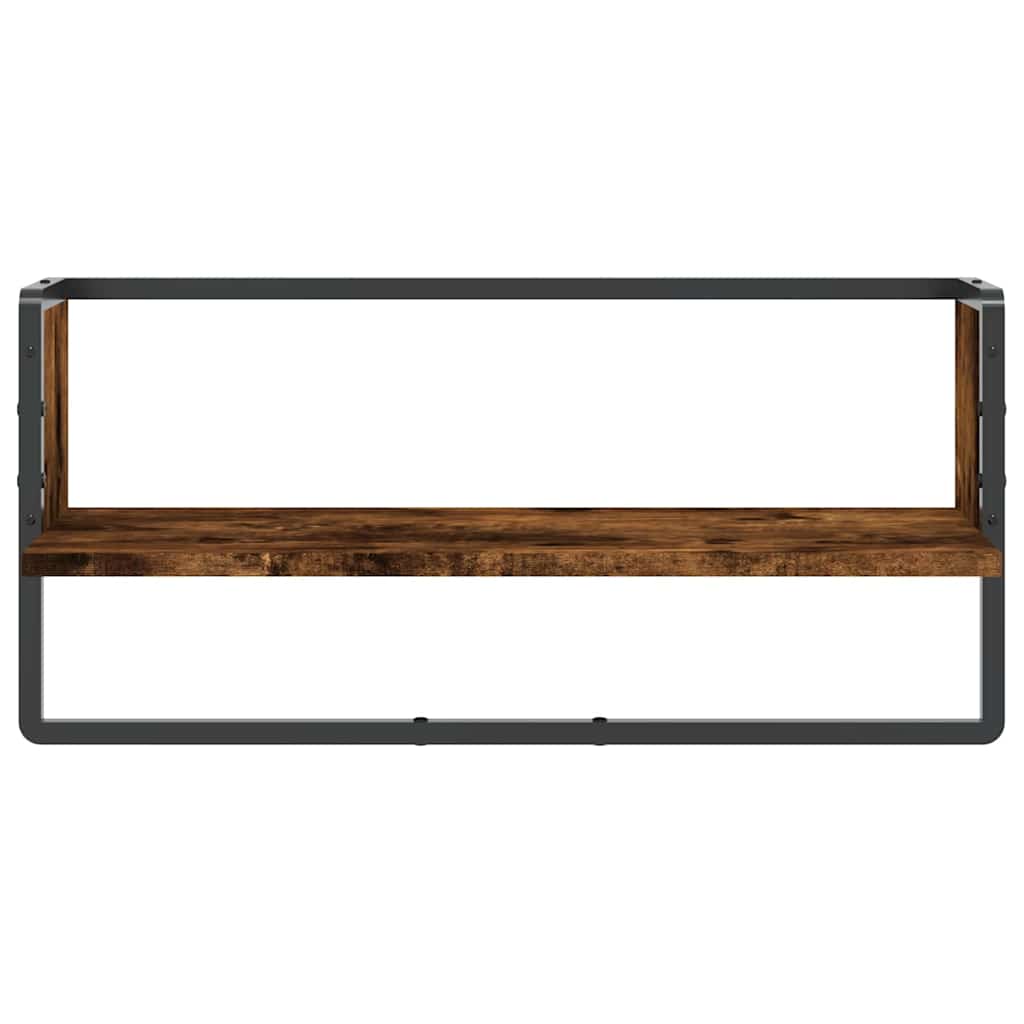 Wandschap met stang 65x25x30 cm gerookt eikenkleurig is nu te koop bij PeponiXL, paradijselijk wonen!