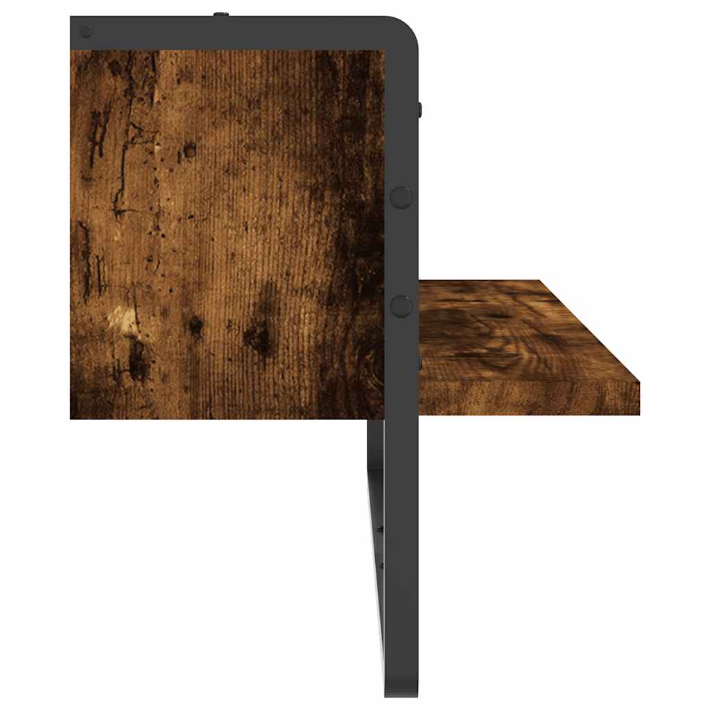 Wandschap met stang 65x25x30 cm gerookt eikenkleurig is nu te koop bij PeponiXL, paradijselijk wonen!