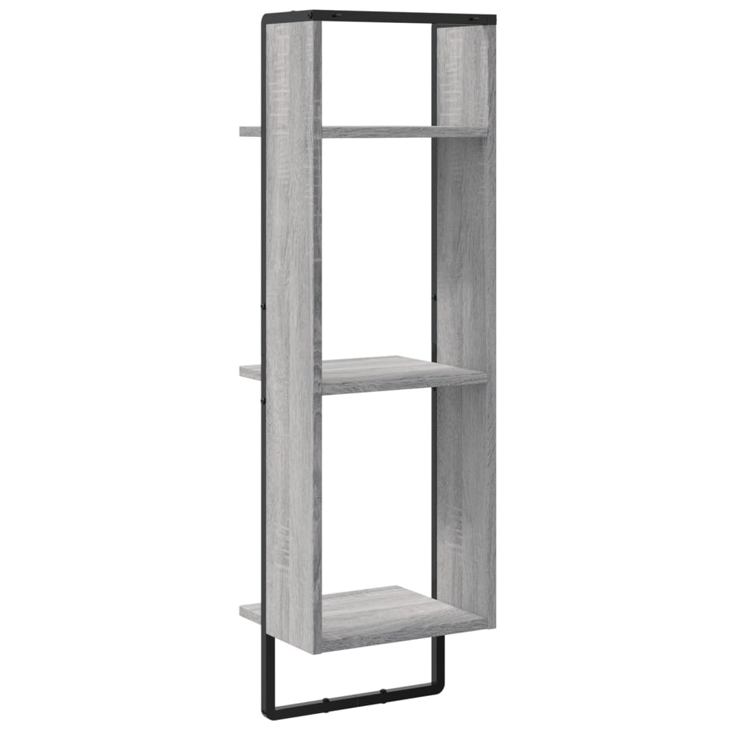 Wandrek 3-laags 30x25x100 cm bewerkt hout grijs sonoma eiken is nu te koop bij PeponiXL, paradijselijk wonen!