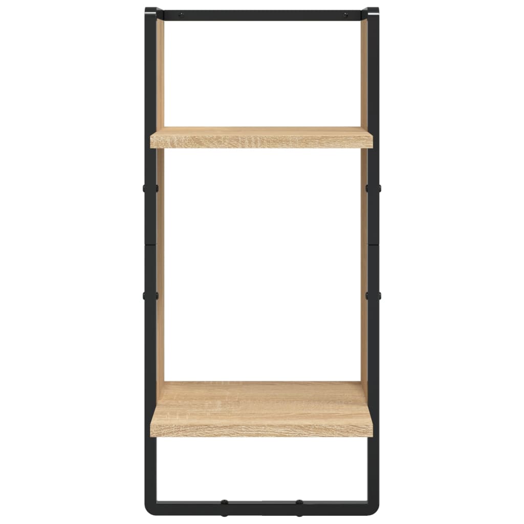 4-delige Wandschappenset met stangen bewerkt hout sonoma eiken is nu te koop bij PeponiXL, paradijselijk wonen!